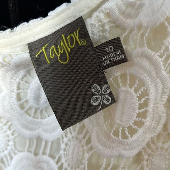 Taylor brand white crochet cap leaf mid length dress - Picture 9 of 9